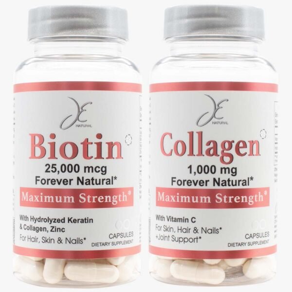 Biotin 25000mcg, Collagen 60 cap Combo JE Natural™